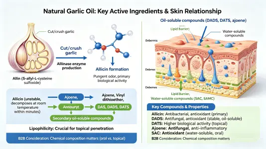 Key Active Compounds in Natural Garlic Oil and Their Skin Relevance