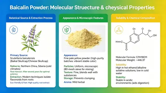 Molecular Structure and Physical Identity of Baicalin Powder