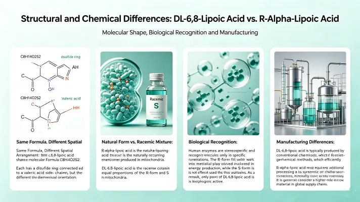 Structural and Chemical Differences Between DL-6,8-Thioctic Acid and R-Alpha Lipoic Acid