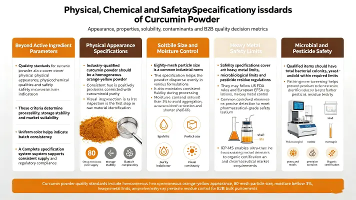 Physical, Chemical and Safety Specification Standards of Curcumin Powder Physical, Chemical and Safety Specification Standards of Curcumin Powder