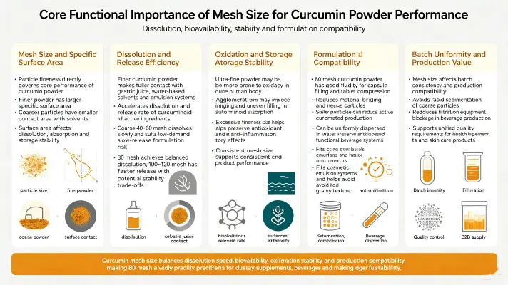 Core Functional Importance of Mesh Size for Curcumin Powder Performance