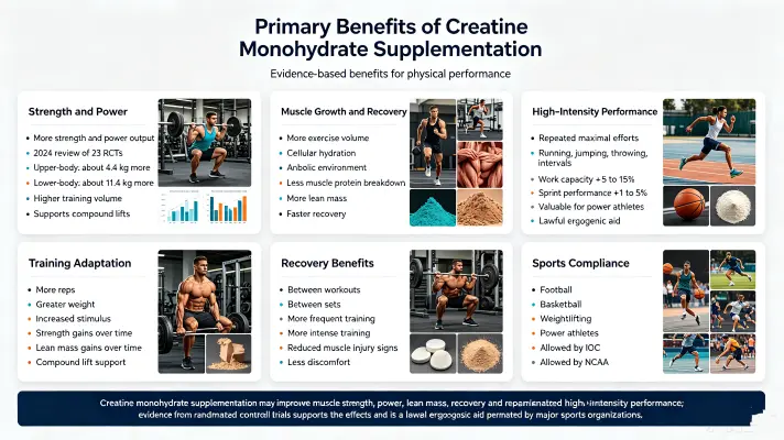 Primary Benefits of Creatine Monohydrate Supplementatio Primary Benefits of Creatine Monohydrate Supplementatio